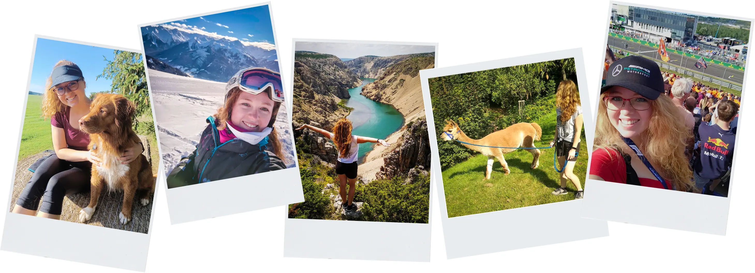Adela and her hobbies - animals, skiing, traveling, F1